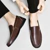 Freizeitschuhe für Herren, 2024, modische Slipper, bequeme Herren-Wohnungen, weiche Sohle, Leder, hochwertiger Stil, für Business, Dating, Arbeit