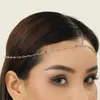 Hårklämmor Barrettes Qiamni Fashion Boho Crystal Head Chain Elegant Headpiece Bling Bridal pannan Böhmen smycken Tillbehör Drop D Dhqgo