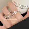 Cluster Rings 925 Sier Open Finger Ring Moon Stone Elegant pärlflor stapelbar Simple For Women Girl Jewelry Gift Dropship Drop de DH89V