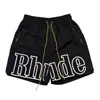 Moda verão calças de praia rhude shorts homens street wear calções de banho casual masculino curto solto ligthweight calça tamanho s m l xl