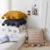 Chair Covers Cotton And Linen Jacquard Small Plush Around The Ball Craft Sofa Cushion Cover Home Bedroom Decoration Pillowcase