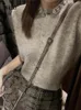 Women's Knits Luxury Women Rhinestone O-nek Knit Cardigan Gray 2024 Spring Summer High Street Buttons Cropped Sweater Fashion INKEO 4T008