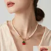 Anhänger Halsketten Zmzy Böhmen Perlen Rote Kirsche Halskette Für Frauen Nette Handgemachte Süßwasser Perle Perle Chokers Boho Schmuck Drop Deli DHS2T