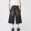 IEFB Koreanischen Stil Vintage Herren Jeans Sommer Lose Männliche Breite Bein Knielangen Shorts Gewaschen Mode Denim Hosen 9A8825 240327