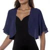 Kvinnors blusar Solid Capes skjortor Kvinnor Halva ärmen rycker upp Open Front Bolero Topps Cardigan Elegant Female Clothing Dress Kort täckning