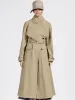 Trench Long pour femmes 2023 coton manteaux petite abeille broderie Trenchcoat nouveaux vêtements d'extérieur de luxe femme Trench Coat