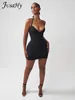 Casual Dresses Jusahy Solid Simple Mini Dress Women Classic Halter Bandage Sleeveless Low Neck Slim Fit Basic Vestidos Female Streetwear