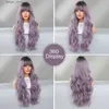 Perruques synthétiques NAMM Long Wavy Grey Purple Wig For Women Cosplay Daily Party Overhead Dyeing Wigs Wigs Wig Synthétique Wigs Wig Rendre la chaleur Y240401