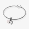 Mère Fille Coeurs Dangle Charm Pandoras 925 Sterling Argent Luxe Charm Set Bracelet Faisant Charmes Roses Designer Collier Pendentif Boîte Originale