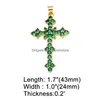 Pendentif Colliers Ocesrio Big Mticolor Crystal Cross pour collier cuivre plaqué or Crucifix bijoux faisant des fournitures en gros Drop D Dhvtc