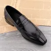 Casual Shoes Men skórzany czarny brązowy wygodny wygodny ręcznie robany moda codzienna randka z poślizgnięciem się sukienką na przyjęcie weselne