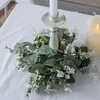 Couronne de fleurs décoratives, bougeoir, chandelier, guirlande de plantes vertes artificielles, pour la maison, fête, décoration de Table de mariage