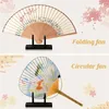 Decorative Plates Fan Stand Holder Display Hand Folding Chinese Japanese Wooden Held Rack Stander Wood Base Decor Standing Holders