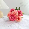 Flores decorativas inesperadas decoração artificial seda peônia arranjos de flores falso buquês peças centrais da mesa bola de férias