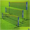 Bollar Portable Folding Standard Professional Badminton Net Inomhus utomhus sportvolleyboll Tennis Training Square Y240318 Drop Delive Otqte