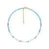 Pendant Necklaces Blue Turquoise Beaded Freshwater Pearl Necklace Light Luxury Niche Premium Collarbone Chain