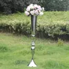 Candle Holders 90CM Height Silver Metal Pillar Stand Wedding Centerpieces Event Road Lead Flower Vase 12 PCS