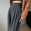 Frauen Hosen Schwarz Lose Frühling Sommer Casual Büro Dame Gerade Hohe Taille Dicke Schlanke Einfache Mode Weibliche Breite Bein