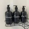 Distributeur de savon liquide, bouteille de shampoing pré-imprimée, vide, rechargeable, pour salle de bain, douche, après-shampooing, lavage du corps