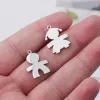 Colliers 50pcs 15 * 20 mm Miroir Polie en acier inoxydable Boy Girl Lovers Pendant Gravé Collier de bricolage / bracelet Bijoux de fabrication accessoires