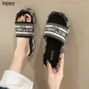 New 24ss Slippers Womens Summer Fashion brand Letters Outer Wear Thick Bottom Heightened Large Size Sandals Women slippers