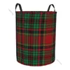 Sacs à linge panier rond vêtements sales stockage pliable tartan plaid écossais motif de Noël panier organisateur
