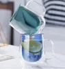 Tasses Tasse créative 350ml verre résistant à la chaleur double couche transparente eau tasse à thé bureau avec poignée jus de lait