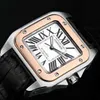 Montre Vintage Cartias Santos Tank Quartz Mouvement main Homme Or Rose 18 Carats Plaque Carrée ÉtancheBracelet en acier inoxydable étanche CYL8