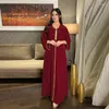 الملابس العرقية المسلمة رداء الشريط الماسي فستان Abaya Dubai المغربي الأخلاقية