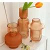 Vases Vase à fleurs en verre givré translucide arrangement hydroponique bouteille panier pot décoration de bureau à la maison