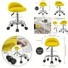 Commercial Furniture Yellow Pu Leather Round Rolling Stool Foot Rest Height Adjustable Swivel Drafting Work Spa Task Chair With Wheels Dhkki