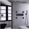 Bathroom Shower Sets Matte Black Colorf Led Head Ceiling 62X32Cm Thermostatic Rainfall System Set Drop Delivery Home Garden Faucets Dhehr