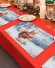 テーブルマットウィンタースノーパインパインリスリスマットクリスマスホリデーキッチンダイニング装飾プレースマットウェディングナプキン