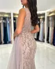 One Shoulder Crystal Mermaid Prom Dress Beading Formell Evening Evening Elegant Splites For Special OCNS Golvlängd Robe de Soiree