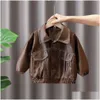 Jackets Autumn Boys Leather Coat Fashion Childrens Turn Down Collar Pu Outerwear Korean Casual Kids Baby Motorcycle 240329 Drop Delive Ott9S