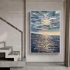 Sunset Sea onduples toivas Art Frame sans cadre peint à la main peinte à la main peinture à l'huile art décor mural décor texturé