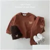 Kleidung Sets Kleinkind Outfits Baby Jungen Trainingsanzug Niedlichen Bärenkopf Stickerei Sweatshirt und Hosen 2 Stücke Sportanzug Mode Kinder Mädchen CL DH3SL