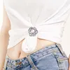 Brooches Rhinestone Pearl Silk Scarf Buckle Women Fashion Shawl Scarves Ring Clip T-shirt Skirt Corner Lower Hem Knotted Fixed Button
