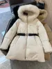 Women's Winter Down Coat 2023 New Fox Collar Slim Fit Fashion Belt 90% White Goose Down Warm For Women Down Coat
