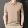 Männer Polos 2024 Baumwolle Sommer Einfache Polo-Shirt Für Männer Kurzarm Solide T-shirt Gestreiften Manschette Luxus Casual Mann der Kleidung
