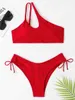 Maillots de bain pour femmes Bikini à épaule unique 2024 Maillot de bain rayé sur mesure pour femmes Maillot de bain sexy solide Maillot de bain pour femme Maillot de bain J240330