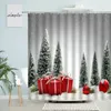 Dusch gardiner god jul gardin år semester badrum dekor xmas boll träd vinter snö landskap vattentät skärm