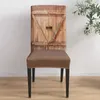 Stol täcker trädörrstruktur Vintage Cover Set Kök Mat stretch spandex sittplats för bankett bröllopsfest