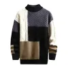 Menströjor Male Fall och Winter Casual Patchwork Color Sweater Retro College Style Lazy Wind Long Sleeped Puff Coat Drop Delivery Dhu4s