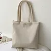 Valises BBA155 sacs à main pour femmes grande capacité fourre-tout sac de shopping couleur unie rayé cuir velours côtelé