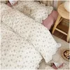 Ensembles de literie 3pcs / set vintage floral mousseline coton bébé enfants berceau linge de lit couette er feuille taie d'oreiller sans remplissage 240322 Drop D Otifh