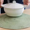 Table Mats 4pcs/set Household Placemat Imitation Cotton Yarn Dining Mat Round Heat Resistant Pad 36CM Decoration For Home Party