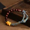 Charm-Armbänder, kleines Blatt-Palisander mit altem Wachskuchen, Damen-Armband, Sandelholz-Spiel, hölzerne Buddha-Perlen, handgeflochtener Seilschmuck