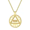 Pendant Necklaces CHENGXUN All-Seeing-Eye of Providence Illuminati Pyramid Charm Necklace Round Pendant for Men Women Stainless Steel Jewelry New 240401