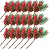 Kwiaty dekoracyjne 10 szt. Sztuczny sosnowy stożek wybieraj dekoracje świąteczne drzewo jesienne girland Symulacja czerwona gałęzie jagód owocowych